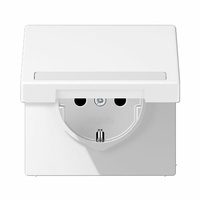 Enchufe schuko 2P+T con taba abatible con regleta inscripción 9x58mm protección niños blanco alpino mate LS990 Jung