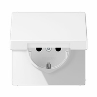 Enchufe schuko 2P+T con tapa abatible conexión automática blanco alpino mate LS990 Jung