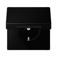 Enchufe schuko 2P+T con tapa abatible conexión automática protección niños negro mate LS990 Jung