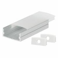 Kit perfil aluminio traslucido superficie 2M para tiras LED hasta 20mm