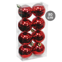 Pack 8 bolas de navidad 8cm Rojo