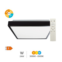 Plafon techo LED Andra cuadrado 30W 3000K a 6500K IP44 regulable Negro