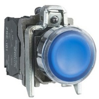 Pulsador luminoso (led) metálico azul 1NA 230Vca