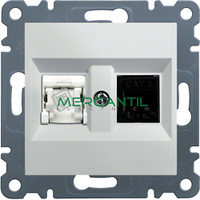 Toma Datos Mixta RJ11+RJ45 HAGER Serie Lumina 2  