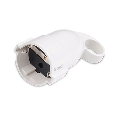 Base aerea bipolar schuko 2P+T lateral recta agarre ergonomico retractilado policarbonato blanco GSC 