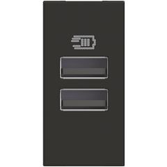 Base cargador doble USB Classia - Tipo A+A - Dark - 1 módulo 