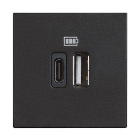 Base cargador doble USB Classia - Tipo A+C - Dark - 2 módulos 
