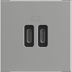 Base cargador doble USB Classia - Tipo C+C - Aluminio - 2 módulos 