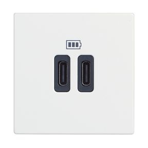Base cargador doble USB Classia - Tipo C+C - Blanco - 2 módulos 