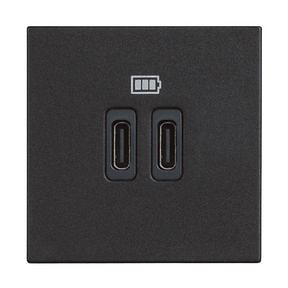 Base cargador doble USB Classia - Tipo C+C - Dark - 2 módulos 
