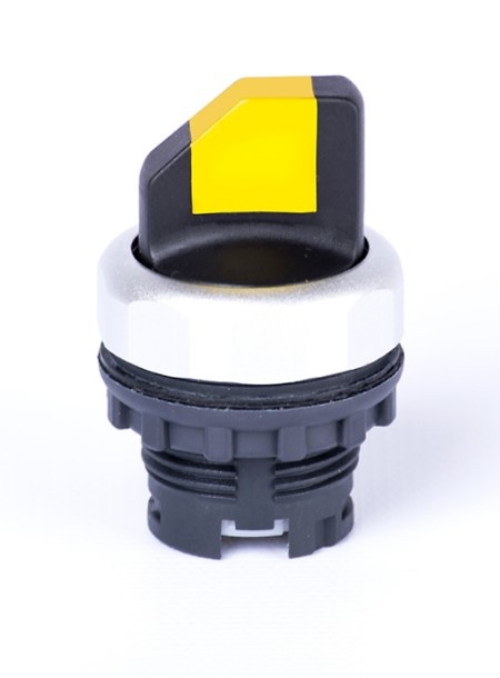 Cabeza selector iluminado 2 posiciones + retorno amarillo (SIN cuerpo, contactos ni bloque LED) 