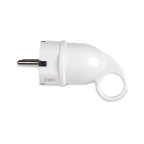 Clavija bipolar schuko 2P+T lateral recta agarre ergonomico policarbonato retractilado blanco GSC 