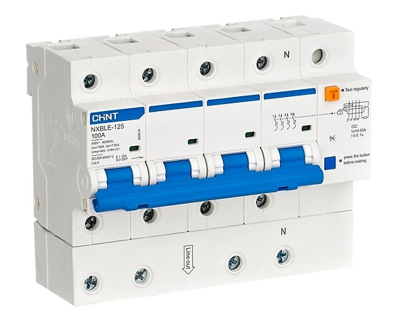 Interruptor combinado NXBLE de 4P 100A Curva C 30mA 10kA Clase A 