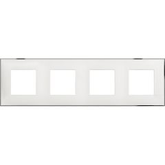 Placa embellecedora Classia de color Blanco Cromo - 2 x 4 módulos 