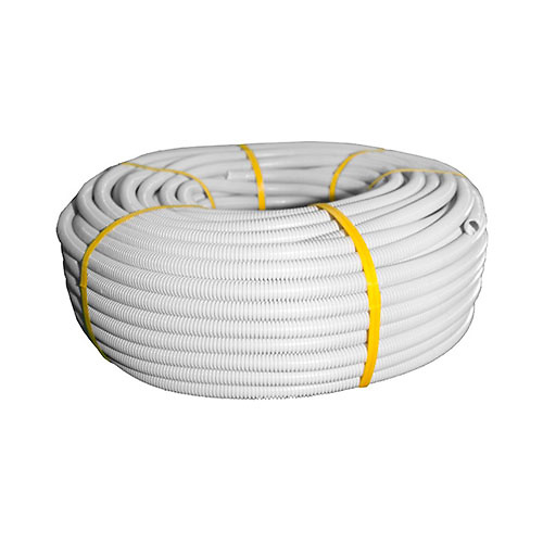 Tubo corrugado blanco con extractor de hilo de 25 mm de diámetro