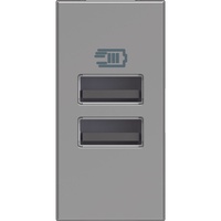 Base cargador doble USB Classia - Tipo A+A - Aluminio - 1 módulo