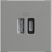 Base cargador doble USB Classia - Tipo A+C - Aluminio - 2 módulos
