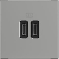 Base cargador doble USB Classia - Tipo C+C - Aluminio - 2 módulos