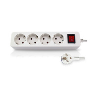 Base múltiple de enchufes 2P+TT lateral 4 tomas con interruptor 1.5 metros blanco Mega GSC