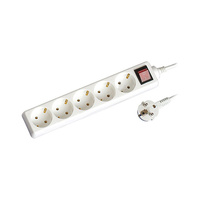 Base múltiple de enchufes 2P+TT lateral 5 tomas con interruptor 1.5 metros blanco GSC