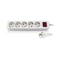 Base múltiple de enchufes 2P+TT lateral 5 tomas con interruptor 1.5 metros blanco Mega GSC