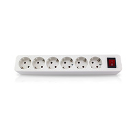 Base múltiple de enchufes 2P+TT lateral 6 tomas con interruptor sin cable blanco Mega GSC