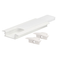 Kit perfil aluminio traslucido empotrable 2M para tiras LED hasta 12mm Blanco