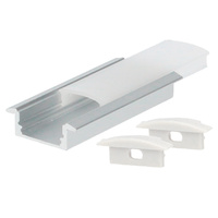 Kit perfil aluminio traslucido empotrable 2M para tiras LED hasta 12mm Gris