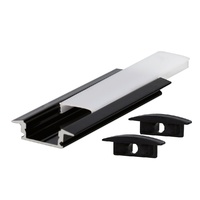 Kit perfil aluminio traslucido empotrable 2M para tiras LED hasta 12mm Negro