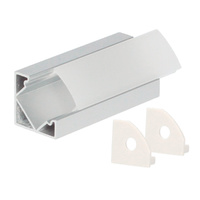 Kit perfil aluminio traslucido esquinero curvo 2M para tiras LED hasta 12mm