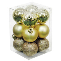 Pack 12 bolas de navidad 6cm Dorado