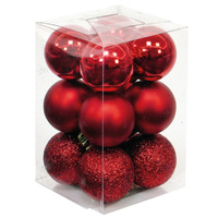 Pack 12 bolas de navidad 6cm Rojo