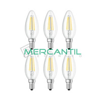 Pack 6 Bombillas LED de Filamento 4.5W E14/C35 IP20 LEDME