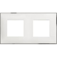 Placa embellecedora Classia de color Blanco Cromo - 2 x 2 módulos