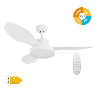 Ventilador techo Biula con luz CCT regulable y mando Ø122 3 aspas DC Blanco