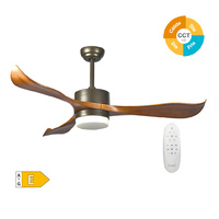 Ventilador techo Kota con luz CCT regulable y mando Ø132 3 aspas DC Café