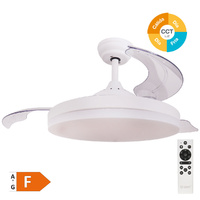 Ventilador techo Tungati con luz CCT regulable y mando Ø107 3 aspas retráctiles DC Blanco